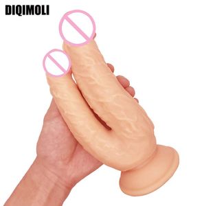 Artículos de belleza Big Double Dildos Penetración Vagina y Ano Pene realista Dick Headed Phallus juguetes sexy para mujeres Masturbación