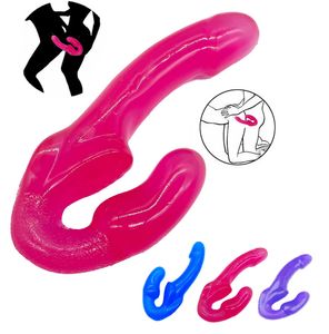 Artículos de belleza consolador con correa doble, estimulador vaginal de punto G, consoladores eróticos sin tirantes para lesbianas, juguetes sexys anales, masaje para mujeres