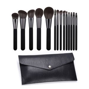 Articles de beauté Pinceaux de maquillage végétaliens professionnels de haute qualité Marque privée Logo personnalisé Ensemble noir Pinceaux de maquillage avec poignée de peinture lisse