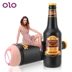 Articles de beauté OLO Soft Ora Pussy Male Masturbator Cup Portable Beer Bottle Real Vagin Erotic Adult Toy sexy Toys for Men Machine