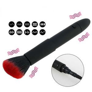 Artículos de belleza, vibrador recargable de 10 velocidades, palo de masaje, varita mágica, cepillo de maquillaje, juguetes íntimos para adultos para mujeres para pareja