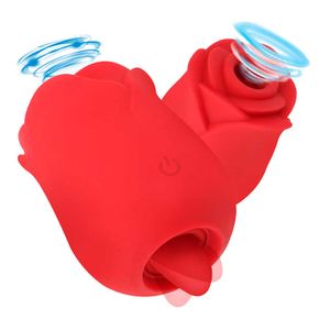 Articles de beauté Vibrateurs de roses avec la langue Licking G Spot Stimulation de mamelon rechargeable Vibrator clitoral sexy jouet pour femmes adultes
