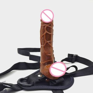 Artículos de belleza Strap On Dildo para mujeres Silicona Artificial Sucker Big Realistic Soft Penis Strap-ons Belt Anal sexy Toys para parejas Adultos 18