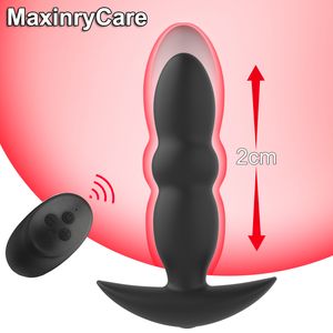 Artículos de belleza Masajeador de próstata telescópico Vibrador anal Juguetes sexy inalámbricos para hombres Masturbadores masculinos Dispositivos de estiramiento para productos para adultos