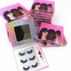 Beauty Lashes Book avec 3D Eyelashes Brucelles Vente en gros Dramatique LOGO personnalisé Miroir Boîte d'emballage Populaire Set Book