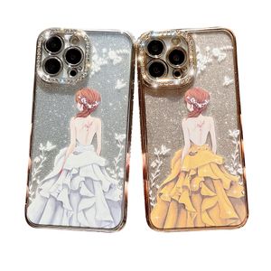 Beauté Strass Téléphone Cas De Luxe Mode Haute Conception Apple Téléphone Portable Antichoc Perceuse Paillettes Coque Souple Couverture Arrière Pour IPhone 15 Pro Max Ultra 14 13 12 Plus