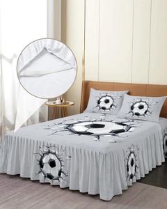 Jupe de lit Football Sport Football, couvre-lit élastique avec taies d'oreiller, housse de matelas de protection, ensemble de literie, drap