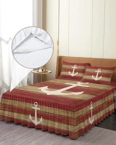 Falda de cama Vintage tablones de madera antiguos textura ancla colcha equipada con fundas de almohada Funda de colchón juego de cama sábana