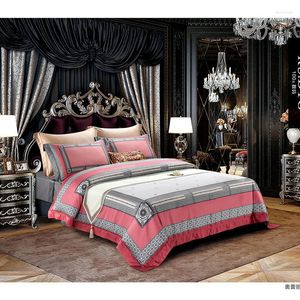 Ensembles de literie 100S haute densité rose Audrey Textile de maison linge de lit en coton égyptien motif circulaire housse de couette