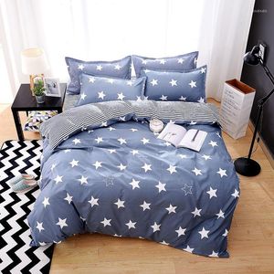 Juegos de ropa de cama 2022 Textiles para el hogar Star Stripe Funda nórdica azul Funda de almohada Sábana plana Kid Boy Set King Full Twin Ropa de cama Ropa de cama