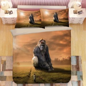Juegos de ropa de cama 3D animal gorila león stip estampado de estampado cubiertas de cubiertas de almohadas de una pieza