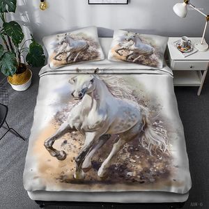 Ensembles de literie 3D Animal cheval ensemble imprimé housse de couette pour adultes lit avec taies d'oreiller 2/3 pièces pas de couette Textiles de maison
