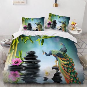 Ensembles de literie 3D Digital Couple Peacocks Ensemble de couverture de lit Double face Housses de couette Twin Double King Size 140x210cm Home Textile