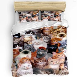 Ensembles de literie Animal Multi Couleur Chat Imprimé Confort Housse de Couette Taie D'oreiller Textile À La Maison Couette Garçon Enfant Adolescent Fille 3 pièces Ensemble