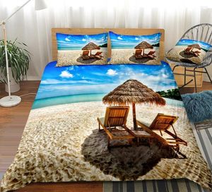 Juegos de ropa de cama conjuntos de playa Cubierta de edredón de océano Tropical Palm Tree Cama Linen Holida Tema Tema Camas de microfibra de microfibra para el hogar