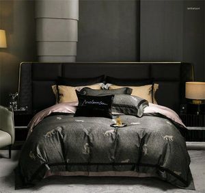 Juego de ropa de cama Black/Gold Animal Leopardo Set impresa 1000TC Algodón egipcio Ultra Soft Comforter Cover Woet 2 Pillowcases