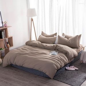 Juegos de ropa de cama Algodón lavado transpirable Colorido 4 piezas Fundas de edredón Sábana plana Cuatro estaciones Fundas de almohada Animal de dibujos animados Funda nórdica