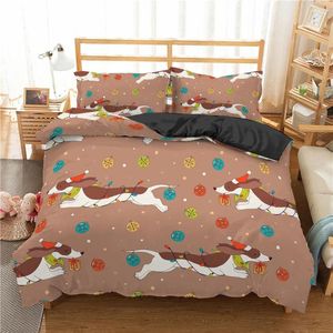 Juegos de cama de ropa de cama de dibujos animados de alumnos de alta calidad para niños con animales de dormitorio con sábanas dobles suaves cama king