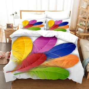 Juegos de cama Funda nórdica de plumas coloridas Juego de almohadas Housse De Couette Roupa Cama Bettwache Bed Room Decor