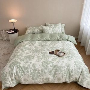 Juegos de cama de cama de algodón Jungueo de estampado de bosque de bosque suave y transpirable cubierta de almohadilla de almohada elástica