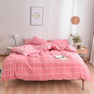 Juegos de ropa de cama cubren lujo puro y fresco Candy Color Juego de algodón suave 4 piezas de almohada de lino