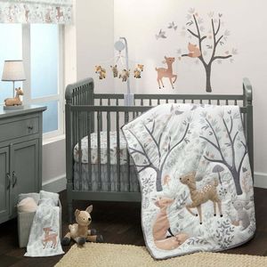 Ensembles de literie Deer Park Ensemble de literie pour lit de bébé 3 pièces - Gris Animaux Woodland 230809