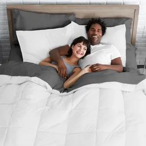 Juegos de cama de ropa de cama Conjunto de cubierta nórdica Fibra de fibra ultra fibra de 8 piezas Bedra blanca y gris en grande dividido cómodo cómodo