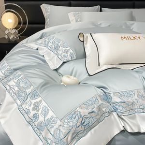 Bettwäsche-Sets aus ägyptischer Baumwolle, luxuriös, hochwertig, reine Stickerei, Bettbezug, Bettwäsche und Kissenbezüge, Bettdecke 231017