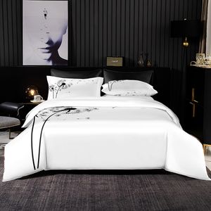 Juegos de cama Elegante juego blanco Tinta Diente de león Pintura Funda nórdica 264x228 con funda de almohada para cama doble Queen King Full Size 230625