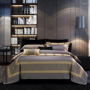 Conjuntos de ropa de cama Fantasía Fábrica Al por mayor Luxury Noble Grey 100s Jacquard Juego de cama de alta calidad Algodón egipcio