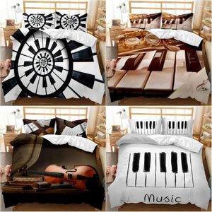 Conjuntos de ropa de cama Fashion Piano Violin 3D Diseño de instrumentos musicales impresos Tapa de la cubierta de almohada de almohada Decoración para adultos Inicio