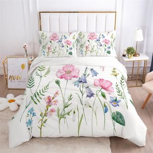 Juegos de cama Juego de hojas florales Microfibra Funda de edredón de mariposa Flores de loto Edredón Full King para niños Adultos Decoración de dormitorio