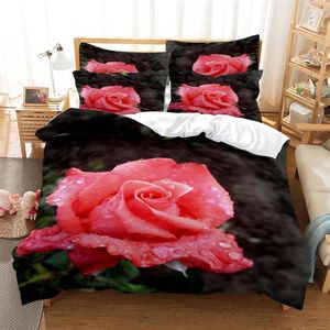 Ensemble de literie Flowers Fashion Set 2 / 3pcs 3D Couverture de couette d'impression numérique 1 Quilt 1/2 taies d'oreiller US / EU / Au taille