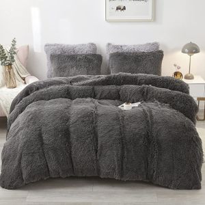 Ensemble de literie couvre-couvre-lit moelleux lit en fausse fourrure de couette floue luxe ultra soft soft shaggy 3 pièces 230314