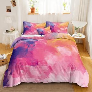 Conjuntos de ropa de cama Chicas Pink Acuarela Juego de funda nórdica Patrón abstracto texturizado de mármol para gota