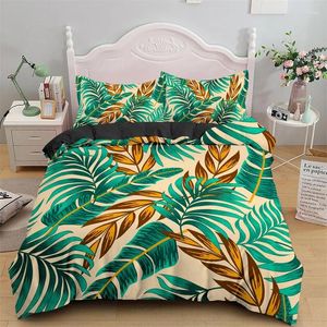 Conjuntos de ropa de cama Conjunto de hojas de palma verde Hojas tropicales hawaianas Funda nórdica Microfibra Edredón de plátano para adultos adolescentes