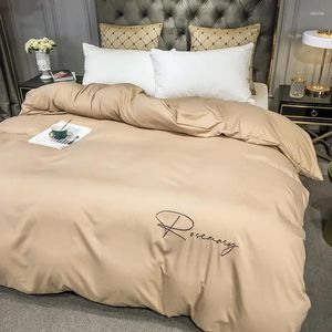 Bettwäsche-Sets, grau, rosa, ägyptische Baumwolle, groß, 4/1-teilig, solide Daunen-Bettbezug, Bettlaken, Kissen-Set, Steppdecke