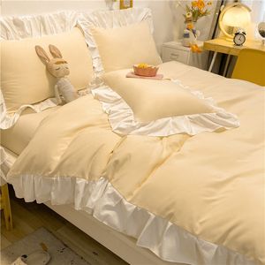 Bedding sets Home Textile Pink Yellow Solid color Duvet Cover Pillow Case Bed Sheet Boy Kid Teen Girl Bedding Covers Set King Queen Twin 230308
