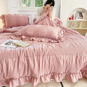 Ensembles de literie coréen été couette 4 pièces Style princesse climatisé mince lavable en Machine simple dortoir couverture Bedd