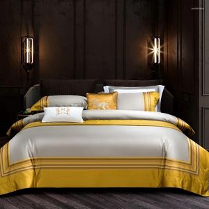 Ensembles de literie Luxury Gold Yarn Dye Bedlinen Set 1000TC COVER DE COTON EGYPTIEN