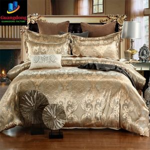 Ensembles de literie De Luxe Jacquard Ensemble King Size Housse de Couette Linge de Lit Reine Couette Or Couette De Haute Qualité Pour Adultes 230724