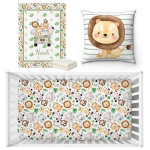 Juegos de cama LVYZIHO Animales Baby Boy Cuna Juego de cama Jungle Nursery Decor Juego de cama personalizado Baby Shower Regalo Cuna Manta 230809