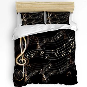 Ensembles de literie Notes de musique Ensemble noir 3pcs garçons filles housse de couette taie d'oreiller enfants adulte couette lit double textile à la maison