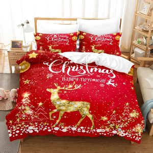 Conjuntos de ropa de cama Navidad Navidad Elk Set Funda nórdica Funda de almohada Año Edredón Doble Full Queen King Size Edredón Decoración para el hogar l231120