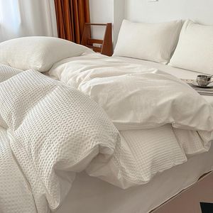 Juegos de ropa de cama OLOEY Winter Thicken Set Algodón Suave Funda nórdica Sábana elástica Fundas de almohada King Queen Size