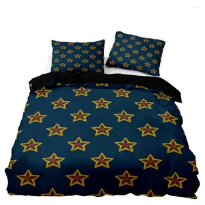 Sets de ropa de cama Naranja Red Stars Patrón de la cubierta de la cubierta Duved