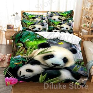 Juegos de cama Panda Set Queen Funda nórdica Cama Algodón Dormitorio