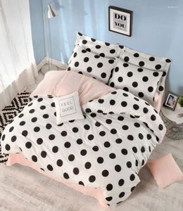 Juegos de ropa de cama Juego de puntos rosados y negros para niños Cubierta de edificio para adultos Impresión de la cama Home Textiles 3/4 Piezas