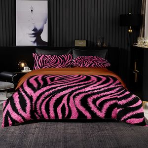 Juegos de cama Pink Zebra Pattern Set Funda nórdica 220x230 con funda de almohada Luxury US 173x218 Edredón Single Double Bed Sheet 230710