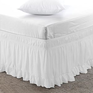 Juegos de cama Princess Ruffled Bed Skirt Banda elástica Wrap Around Home Cover Sin superficie Couvre Lit White 230615